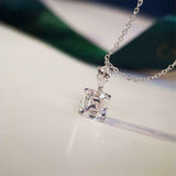 1.2ct Asscher Cut Diamond Pendant Chain Two Stone Solitaire 14k WhiteGold Finish