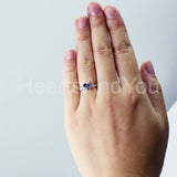 1ct Heart Cut Simulated Sapphire Accented Engagement Ring 14k White Gold Plated