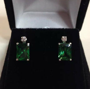 2.2ct Green Emerald Diamond Elegant Women Drop Earrings 14k White Gold Finish