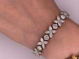 11.5ct Round Cut Diamond Floral Petal Women Bracelet 14k White Gold Finish