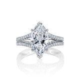 2.3ct Marquise Cut VVS1 Diamond Split Shank Engagement Ring 18k White Gold Over