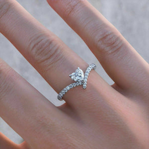 3ct Heart Cut Diamond Stackable Stylish Engagement Ring 14K White Gold Finish