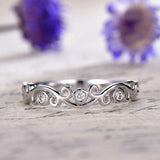 0.6ct Round Cut Diamond Wedding Band Filigree Vine Branch 14k White Gold Finish