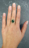 2.7ct Oval Cut Green Emerald Vintage Inspired Halo Ring 14k Yellow Gold Finish