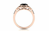 Flower Milgrain Halo Engagement Ring 2.2ct Round Black Diamond 14k RoseGold Over