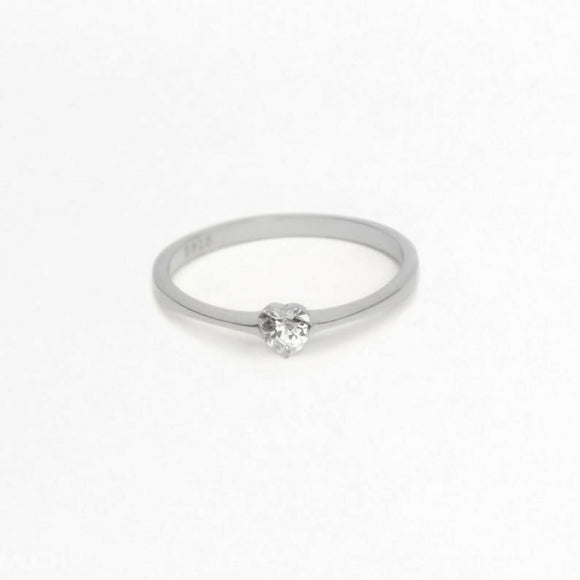 0.1ct Engagement Ring Heart Cut Diamond Solitaire 14k White Gold Finish