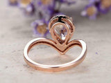 2ct Pear Cut Peach Morganite Engagement Ring 14k Rose Gold Finish Halo V Shape