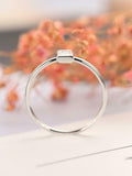 Bezel Set Minimalist Engagement Ring 0.6ct Baguette Diamond 14k White Gold Over