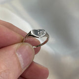 Baby Engraved Heart Signet Engagement Ring 14k White Gold Plated