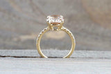 2ct Oval Cut Peach Morganite Engagement Ring 14k Yellow Gold Over Diamond Accent