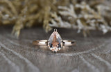 0.8ct Pear Cut Peach Morganite Engagement Ring 14k Rose Gold Finish Solitaire