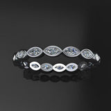 Full Eternity Wedding Ring Band 1.2ct Marquise Cut Diamond 14k White Gold Finish