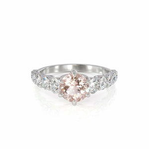 2ct Round Cut Peach Morganite Diamond Accents Solitaire Ring 14k White Gold Over