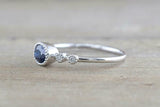 1.4ct Oval Cut Blue Sapphire Engagement Ring East West 14k White Gold Finish