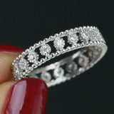 1ct Round Cut Diamond Engagement Ring Vintage Stackable 14k White Gold Finish