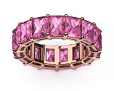 7ct Wedding Ring Band Radiant Cut Pink Sapphire Full Eternity 14k Rose Gold Over