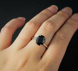 4 Prong Solitaire Engagement Ring 2ct Oval Cut Black Diamond 14k White Gold Over