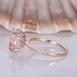 1ct Oval Cut Peach Morganite Accent Solitaire Engagement Ring 14k Rose Gold Over