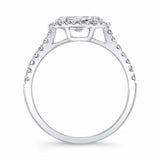 1.3ct Marquise Cut Horizontal Diamond Halo Engagement Ring 14k White Gold Finish