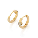 1ct Huggies Earrings Round Cut Champagne Diamond Solitaire 14k YellowGold Finish