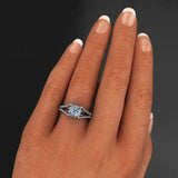 Split Shank Band Engagement Ring 1.7ct Cushion Cut Diamond 14k White Gold Finish