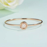 Dainty Minimalist Engagement Ring 0.2ct Round Cut Diamond 14k Rose Gold Finish