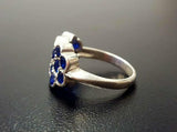 2.6ct Engagement Ring Round Cut Blue Sapphire Floral Cluster 14k White Gold Over