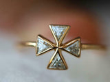 1ct Engagement Ring Trillion Cut Diamond Celtic Cross 14k Yellow Gold Finish