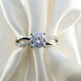 1.2ct Round Cut Diamond Engagement Ring Twist Split Shank 14k White Gold Finish