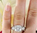 4ct Cushion Diamond Princess Gatsby Cocktail Engagement Ring 14k White Gold Over