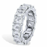 6.5Ct Emerald Cut Diamond Women Wedding Band 14k White Gold Over Full Eternity