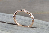 0.7ct Round Cut VVS1D Diamond Wedding Band Milgrain Stackable 14k Rose Gold Over