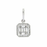 2ct Diamond Pendant Baguette Cut Brilliant Halo 14k White Gold Finish NO CHAIN