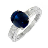 2ct Oval Cut Blue Sapphire Engagement Ring Accents Solitaire 14k White Gold Over