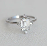 Solitaire Engagement Ring 1.2ct Emerald Cut VVS1D Diamond 14k White Gold Finish