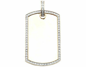 0.5ct Round Cut VVS1D Diamond Pendant Frame Dog Tag Charm 14k Yellow Gold Finish