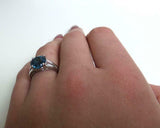 2ct Engagement Ring Round Cut London Blue Topaz Split Shank 14k White Gold Over