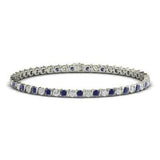 15Ct Round Blue Sapphire Diamond Wave Design Tennis Bracelet 14K White Gold Over