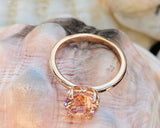 1.6ct Engagement Ring Round Cut Peach Morganite Solitaire 14k Rose Gold Finish