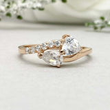 1.6ct Engagement Ring Heart Cut Diamond Bypass Design 14k Yellow Gold Finish