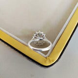 2ct Engagement Ring Oval Cut Yellow Citrine Cluster Halo 14k White Gold Finish