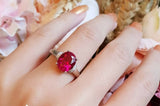 2.5ct Oval Cut Pink Ruby Engagement Ring 18k White Gold Finish Solitaire Promise