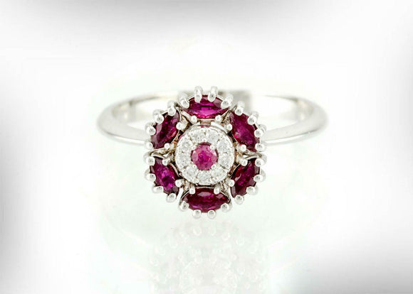 2ct Marquise Cut Pink Ruby Vintage Floral Engagement Ring 14k White Gold Finish