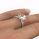 1.5ct Round Cut Peach Morganite Floral Women Engagement Ring 14k White Gold Over