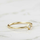 Minimalist Trilogy Engagement Ring 0.4ct Princess Diamond 14k Yellow Gold Finish