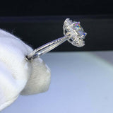 2.2ct Round Cut VVS1D Diamond Engagement Ring Cluster Halo 14k White Gold Finish