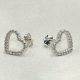 1.5ct Round Cut Diamond Hollow Heart Shape Stud Earrings 14k White Gold Finish