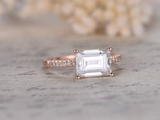 1.7ct Emerald Cut Diamond Engagement Ring 14k Rose Gold Finish 4 Prong Solitaire