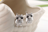 1.4ct Round Cut VVS1 Diamond Lucky Owl Design Stud Earrings 14k WhiteGold Finish