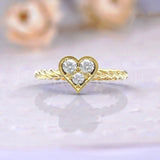 1ct Round Cut Moissanite Heart Shape Twisted Engagement Ring 14k RoseGold Plated